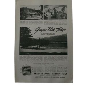 Vintage 1942 Canadian National Jasper Park Lodge Ad Advertisement